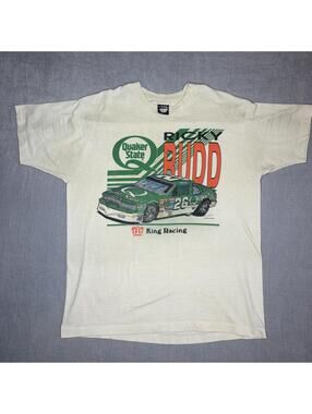 Vintage 90s Quaker State #10 Ricky Rudd Nascar T Shirt XL Single Stitch USA King